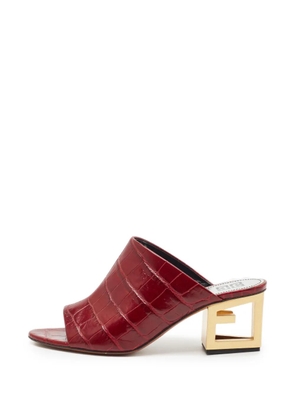 Givenchy Pre-Owned Triangle croc-embossed heeled mules - Red