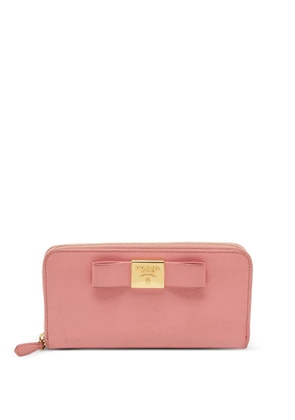 Prada Pre-Owned Saffiano bow zip-around wallet - Pink
