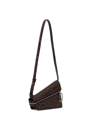Sisley leopard-print asymmetric cross body bag - Brown