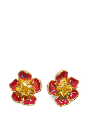 GUESS USA Floris crystal-embellished floral earrings - Gold