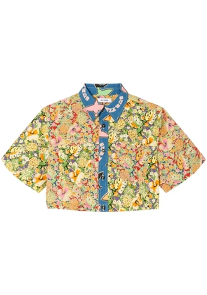 RE/DONE patchwork-design cropped shirt - Yellow