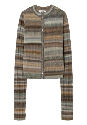 RE/DONE striped ribbed-knit wool cardigan - Brown