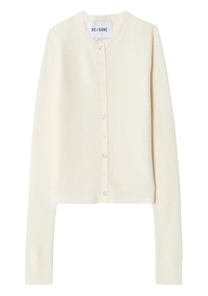 RE/DONE waffle-knit round-neck cardigan - White