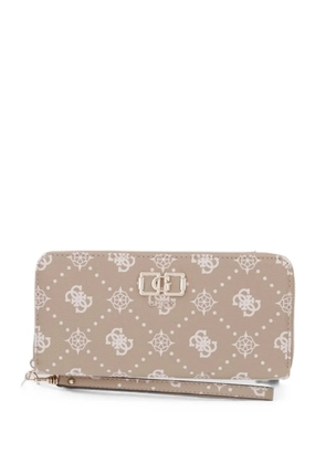 GUESS USA Emelie monogram-print logo-plaque wallet - Neutrals