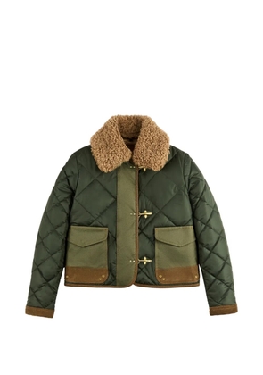 Fay quilted shearling-collar jacket - Green