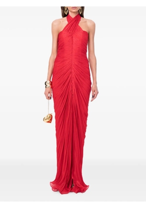 Ana Radu ruched halterneck maxi gown - Red