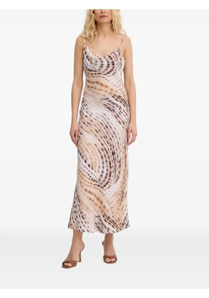 GUESS USA abstract-print cowl-neck midi dress - Neutrals