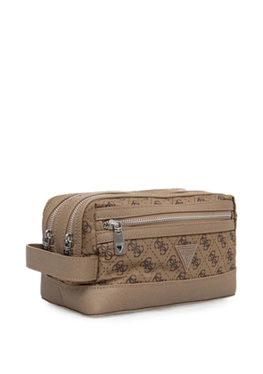 GUESS USA Berlin logo-print zip-around wash bag - Neutrals