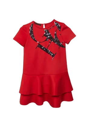 Carolina Herrera Vintage sequin-embellished ruffled mini dress - Red