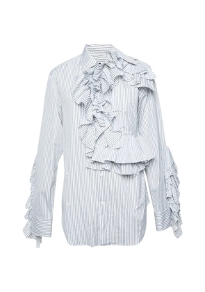 Louis Vuitton Pre-Owned ruffled striped shirt - White