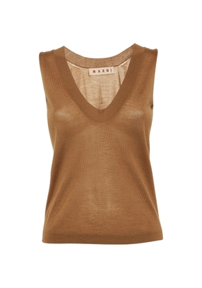 Marni Pre-Owned V-neck sleeveless cashmere T-shirt - Brown