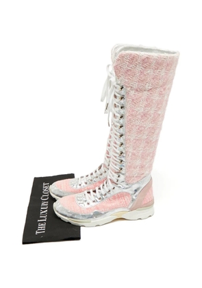 CHANEL Pre-Owned tweed-construction boots - Pink