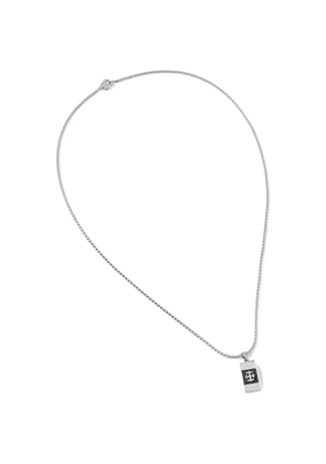 GUESS USA logo-plaque pendant necklace - Silver