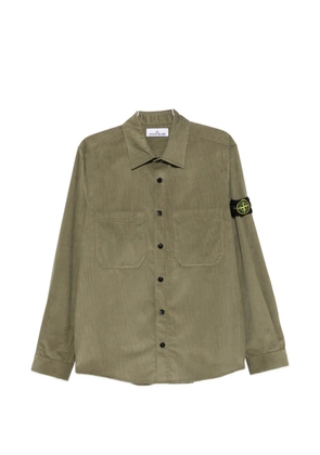 Stone Island corduroy-texture logo-patch shirt - Green