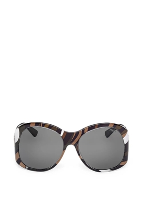 PUCCI Marmo-print round-frame sunglasses - Brown