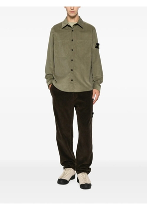 Stone Island corduroy-texture logo-patch shirt - Green