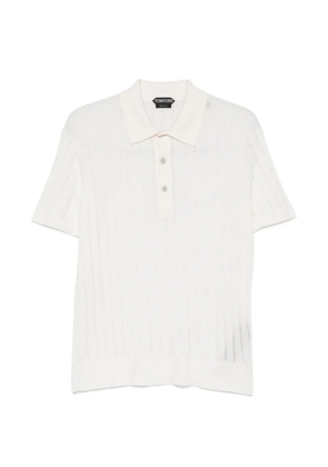 TOM FORD ribbed-knit short-sleeve polo shirt - Neutrals