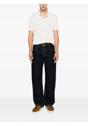 TOM FORD ribbed-knit short-sleeve polo shirt - Neutrals