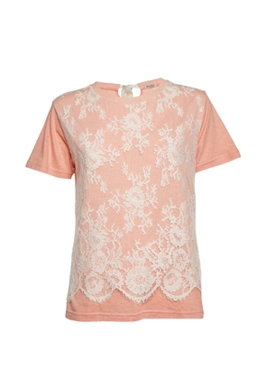 Miu Miu Pre-Owned lace front T-shirt - Pink