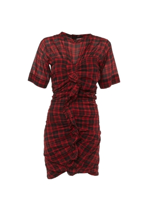 Isabel Marant Vintage plaid-pattern ruched mini dress - Red