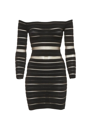 Balmain Pre-Owned off-shoulder striped dress - Black