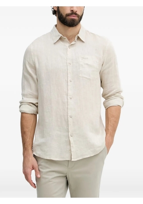 GUESS USA logo-embroidered chest-pocket shirt - Neutrals