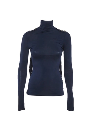Elisabetta Franchi fringe-detail roll-neck top - Blue