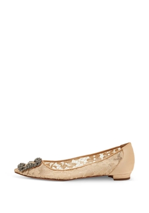 Manolo Blahnik Hangisi embellished ballet flats - Neutrals