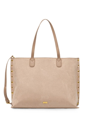 Morgan stud-embellished suede-effect tote bag - Neutrals