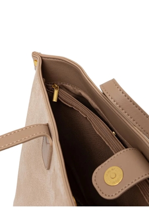 Morgan stud-embellished suede-effect tote bag - Neutrals