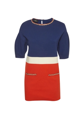Elisabetta Franchi chain-appliqué knit dress - Blue