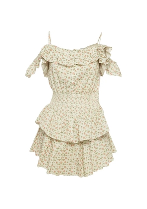 424 floral-print tiered dress - Neutrals