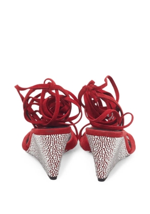 Giuseppe Zanotti Vintage crystal-embellished lace-up sandals - Red