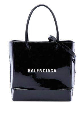 Balenciaga Pre-Owned 2019 Patent Logo Shopping Tote XXS satchel - Black