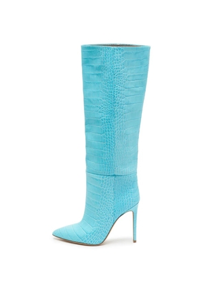 Paris Texas croc-embossed leather knee-high boots - Blue