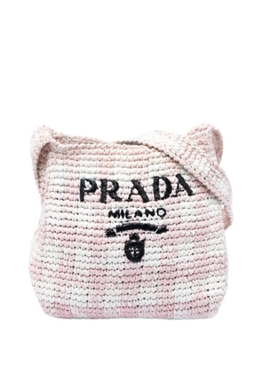 Prada Pre-Owned 2010-2026 Raffia Effect Crochet Embroidered Logo crossbody bag - Pink