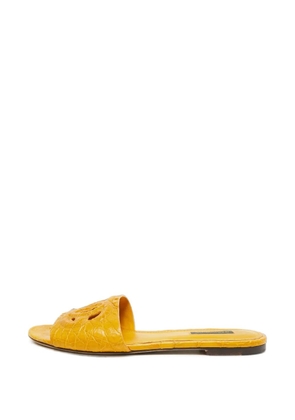 Dolce & Gabbana Pre-Owned DG-logo croc-embossed flat sandals - Yellow