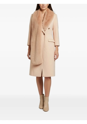 Elisabetta Franchi faux-fur collar coat-style midi dress - Neutrals
