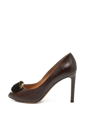 Ferragamo Pre-Owned Vara peep-toe heeled pumps - Brown