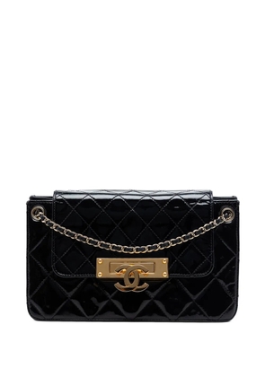 CHANEL Pre-Owned 2014-2015 Quilted Patent Golden Class Accordion Flap shoulder bag - Black