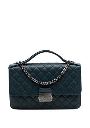 CHANEL Pre-Owned 2016-2017 Medium Quilted Goatskin CC University Flap satchel - Green
