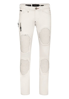 Philipp Plein Rock Star ribbed-panels skinny jeans - White