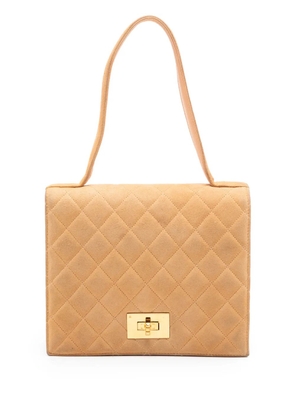 CHANEL Pre-Owned 1996-1997 Quilted Suede Rita Flap handbag - Neutrals
