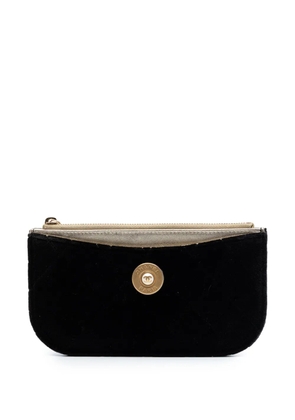 CHANEL Pre-Owned 2016-2017 Small Quilted Velvet Medallion Zip pouch - Black
