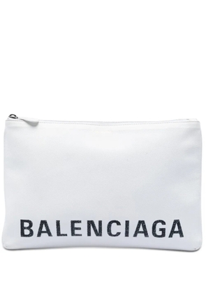 Balenciaga Pre-Owned 2019 Leather Ville Logo Zip Pouch clutch bag - White
