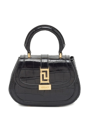 Versace Pre-Owned Greca Goddess croc-embossed handbag - Black