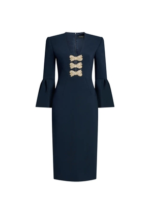 Jenny Packham Debut bow-embellished bell-sleeve dress - Blue