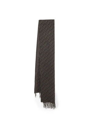 Christian Dior Pre-Owned Oblique tasseled-ends scarf - Grey