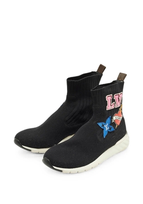 Louis Vuitton Pre-Owned patch-detail sock slip-on hi-top sneakers - Black