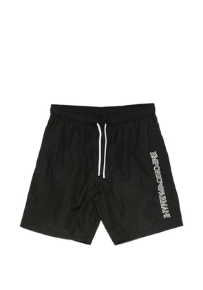 Emporio Armani logo-embroidered drawstring swim shorts - Black